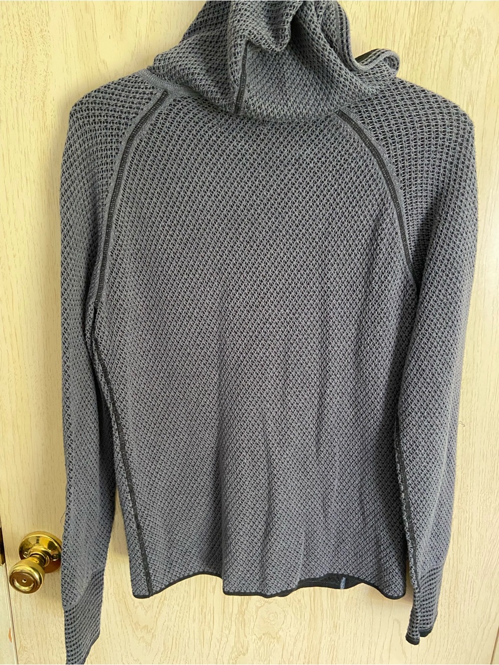 Title Nine SMALL Blue Grey Textured Hooded Full Zip Sweatshirt Mobetta Open - Picture 6 of 12